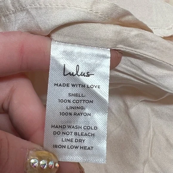 Lulu’s So Darling Light Peach Satin Long Sleeve
Tie-Back Mini Dress - Picture 7 of 13